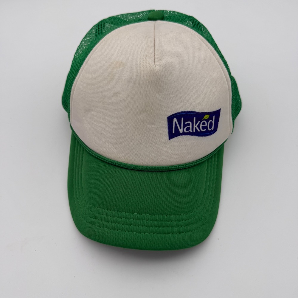 Naked Juice Green White Trucker Hat Mesh Snapback Promo Cap Anthem Branding